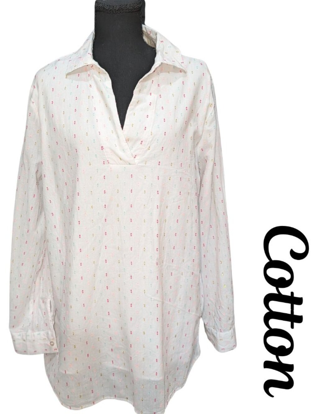 Linda Anderson Metallic Clip-Dot Cotton Tunic